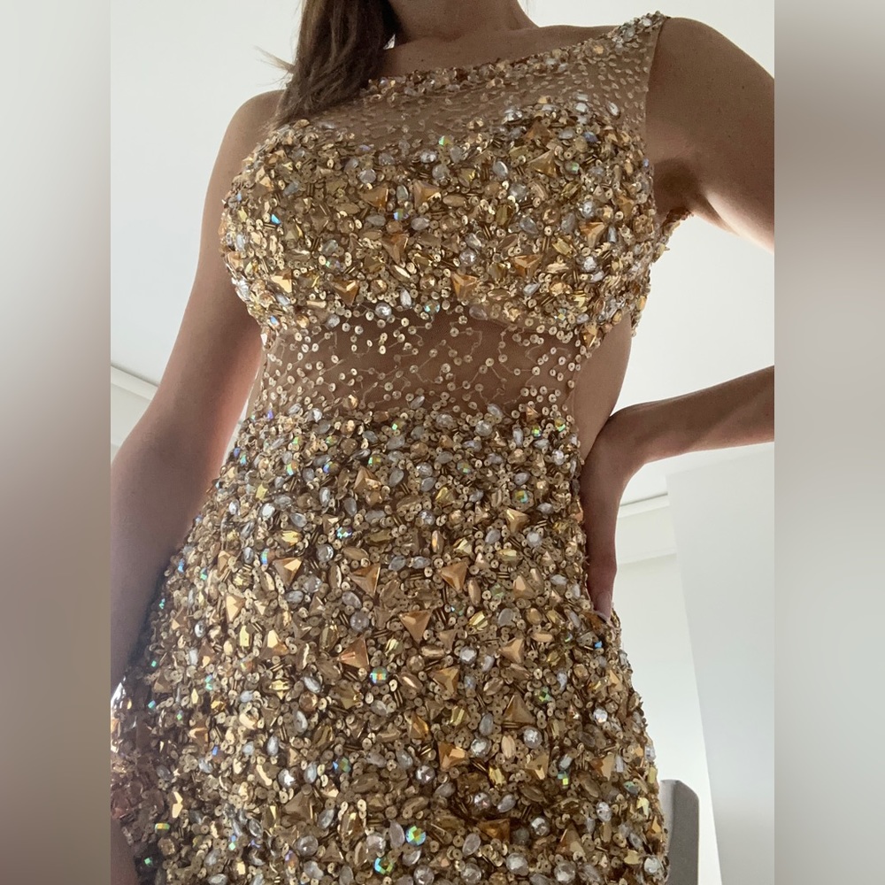 Mermaid Gold Sequin Party Dress - For Special Events - Size Small